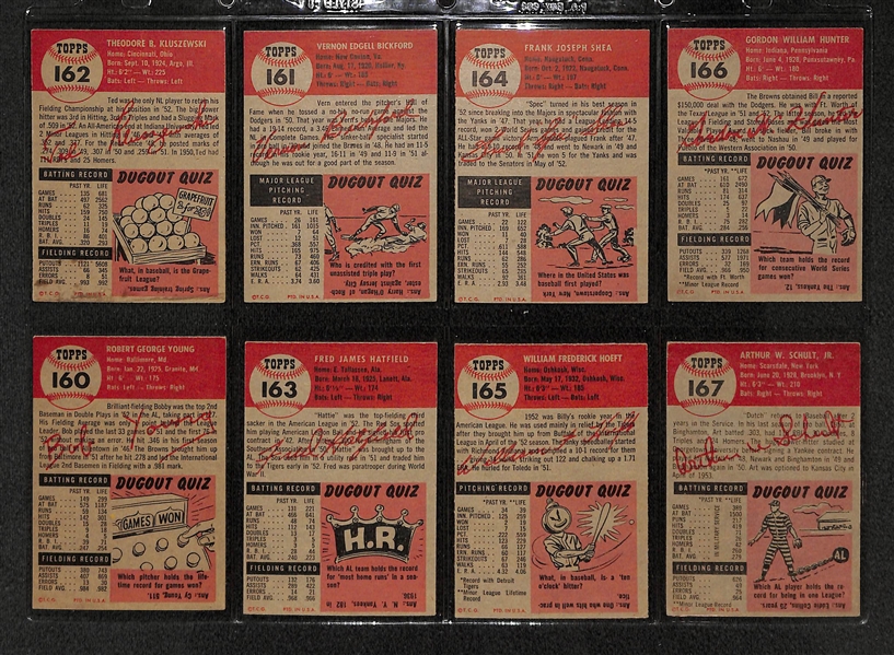 Lot Of 16 1953 Topps Baseball Cards w/ Ted Kluszewski