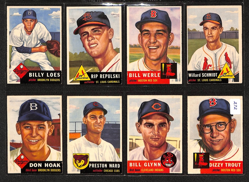 Lot Of 16 1953 Topps Baseball Cards w/ Ted Kluszewski