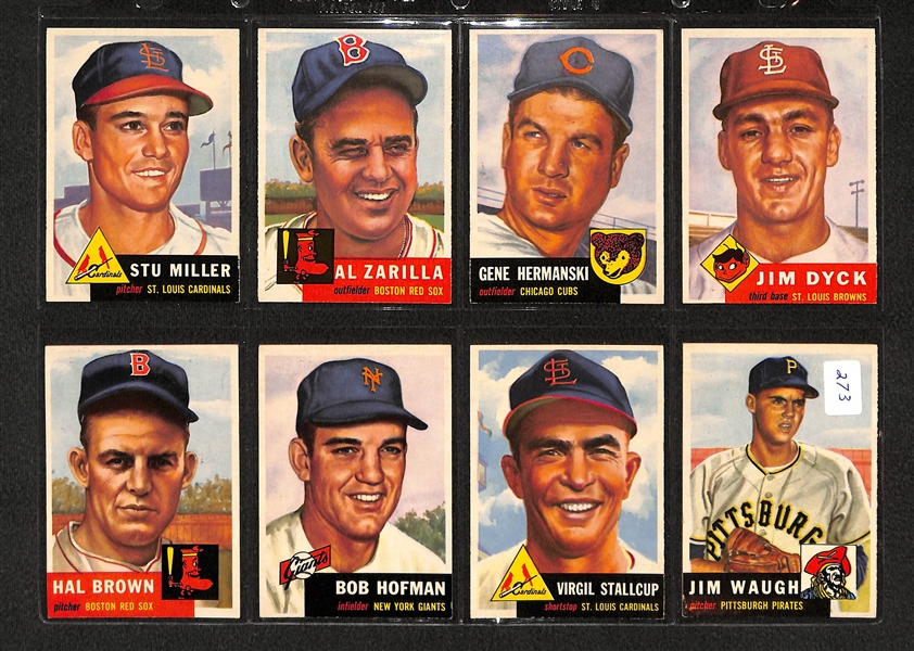 Lot Of 24 1953 Topps Baseball Cards w/ Stu Miller