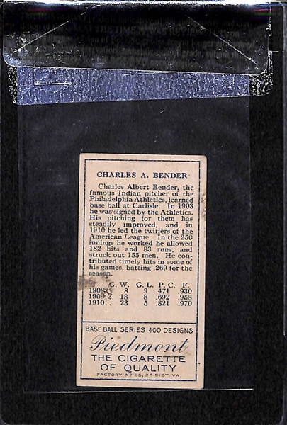 1911 T205 Chas Bender - Piedmont Back - BVG 4.0