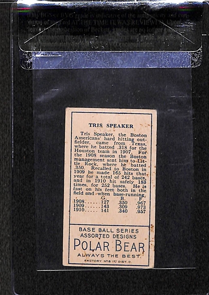 1911 T205 Tris Speaker - Polar Bear Back - BVG 3.5