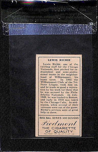1911 T205 Lewis Richie - Piedmont Back - BVG 5.5