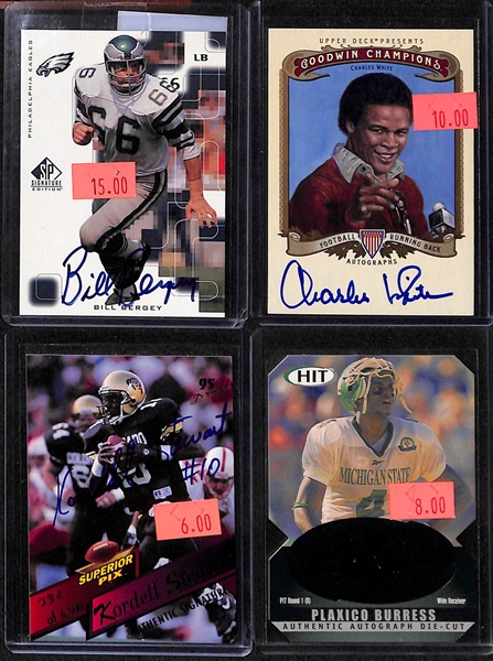 Lot of 110 Certified Autograph Football Cards with YA Tittle