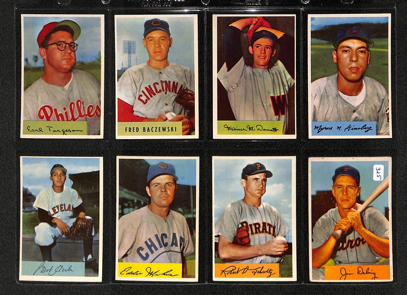 Lot Of 24 1954 Bowman Baseball Cards w/ George Kell & Hoyt Wilhelm