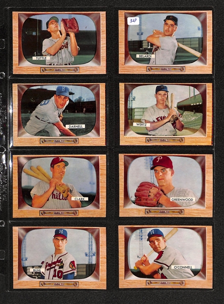 Lot Of 22 1955 Bowman Baseball Cards w/ Roy Campanella & Red Schoendienst