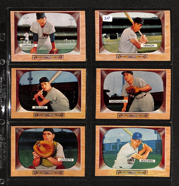 Lot Of 22 1955 Bowman Baseball Cards w/ Roy Campanella & Red Schoendienst