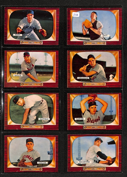 Lot Of 32 1955 Bowman Baseball Cards w. Bob Lemon, Don Newcombe, Sid Gordon, Wes Westrum