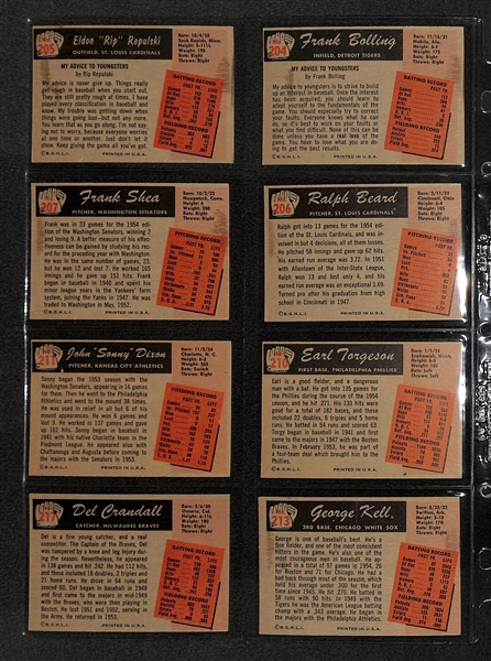 Lot Of 24 1955 Bowman Baseball Cards w. Ralph Kiner, Allie Reynolds, Joe Nuxal, George Kell