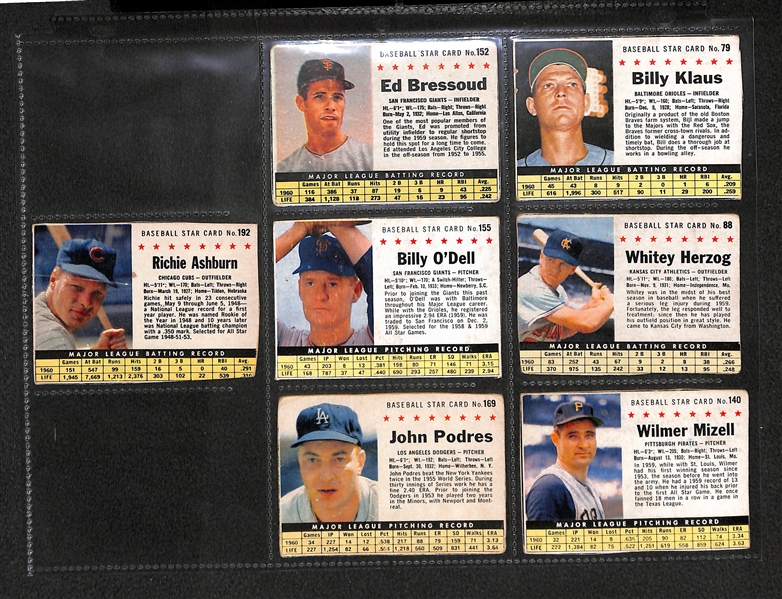 Lot Of 55 1961-63 Post Cereal Baseball Cards w. Richie Ashburn, Whitey Herzog, Yogi Berra, Roger Maris, Ernie Banks, Bob Gibson