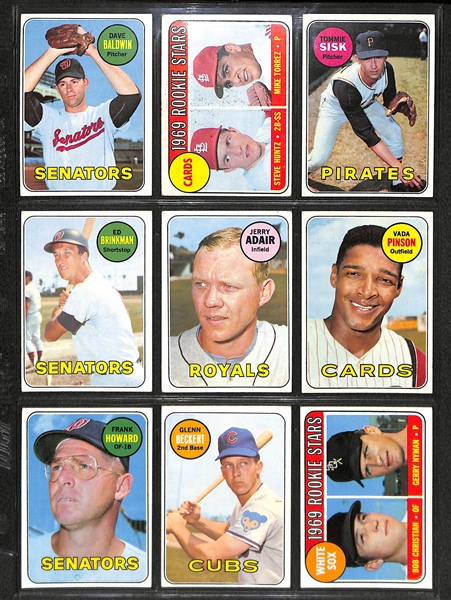 Lot Of 330 1968-69 Topps Baseball Cards w. 1968 Hank Aaron All Star & 1969 Willie Mays