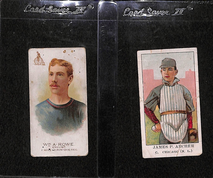 Lot Of 2 Early Vintage Sports Cards - 1887 Allen & Ginter William Rowe & 1909 E91-B James Archer American Caramel Card
