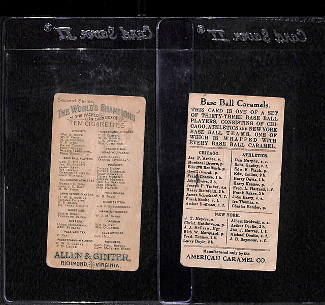 Lot Of 2 Early Vintage Sports Cards - 1887 Allen & Ginter William Rowe & 1909 E91-B James Archer American Caramel Card