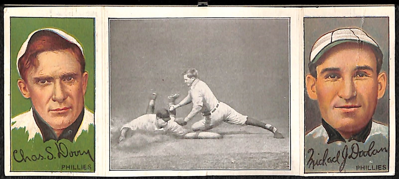 1912 T202 Hassan Triple Folder - Dooin/Doolan - Dooin Gets His Man