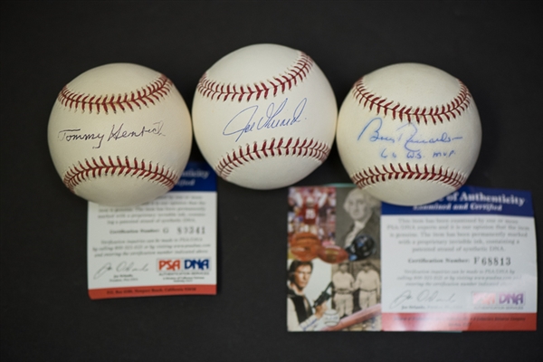 Lot Of 3 Yankees Signed Baseballs w. Tommy Henrich PSA/DNA