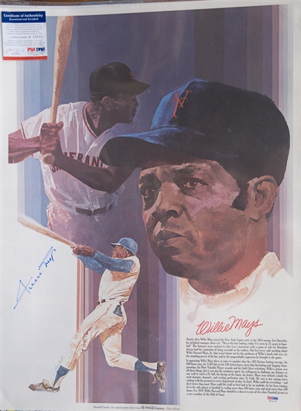 Willie Mays Signed 18x24 Poster Lithograph - PSA
