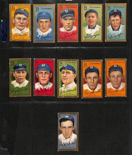 Lot Of 11 1911 T205 Brookly Superbas Cards w. Zach Wheat, Scanlan, Rucker, Barger, Hummell, Lennox, Bell, McElven , Smith