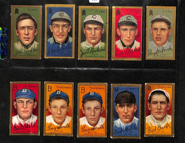 Lot Of 10 1911 T205 Various Teams Cards w. Joe Tinker, Schulte, Sheckard, Richie, Kroh, Bell, Smith, Merkle