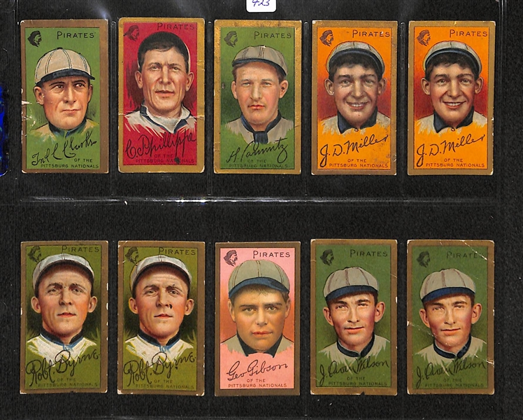 Lot Of 10 1911 T205 Pirates Cards w. Fred Clarke, Phillippe, Camnitz, Miller, Byrne, Gibson, Wilson