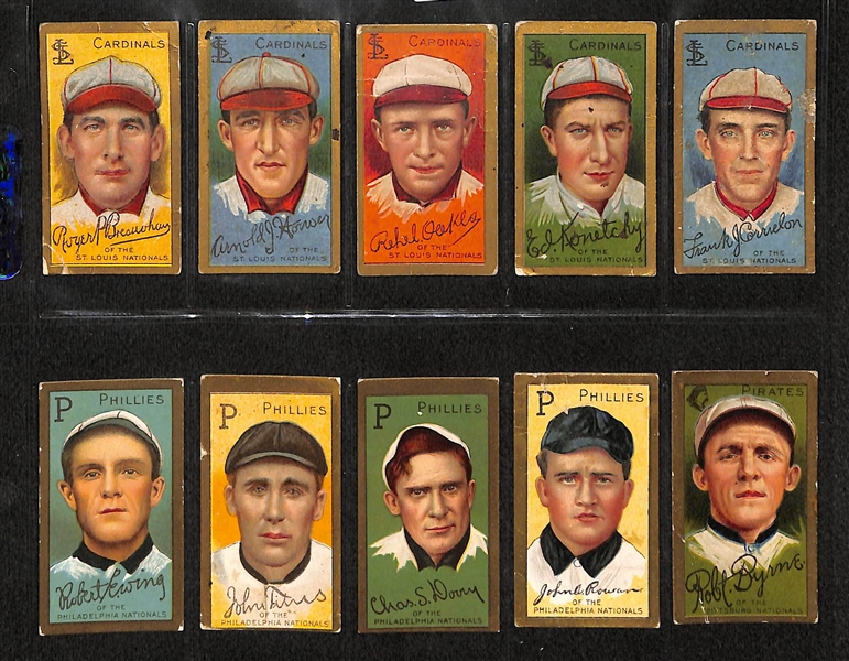 Lot Of 10 1911 T205 Various Teams Cards w. Roger Bresnahan, Hauser, Oakes, Konetchy