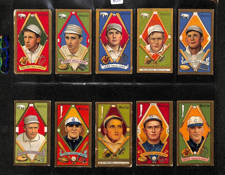 Lot Of 10 1911 T205 Athletics & White Sox Cards w. Eddie Collins, Barry, Lord, Oldring, Murphy, Hartsel, Lord, Blackburne, Olmstead, White
