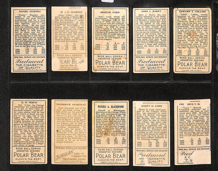 Lot Of 10 1911 T205 Athletics & White Sox Cards w. Eddie Collins, Barry, Lord, Oldring, Murphy, Hartsel, Lord, Blackburne, Olmstead, White