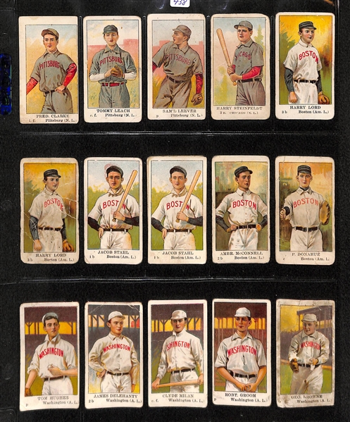 Lot Of 16 1910 E91 American Caramel Cards w. Fred Clarke, Leach, Leever, Steinfeldt, Lord, Stahl, McConnell, Donahue, Hughes, Delehanty, Milan,  Groom, Browne, Bailey
