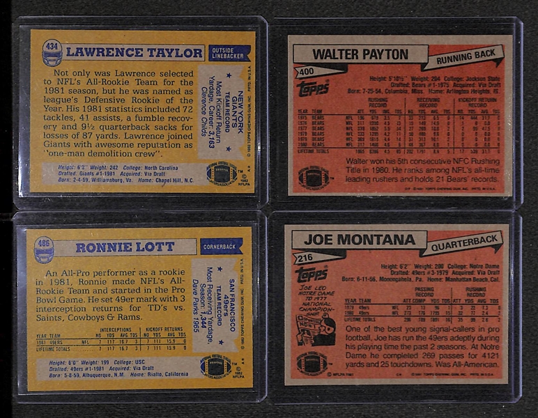1981 & 1982 Topps Football Card Sets w. Joe Montana RC, Lawrence Taylor RC