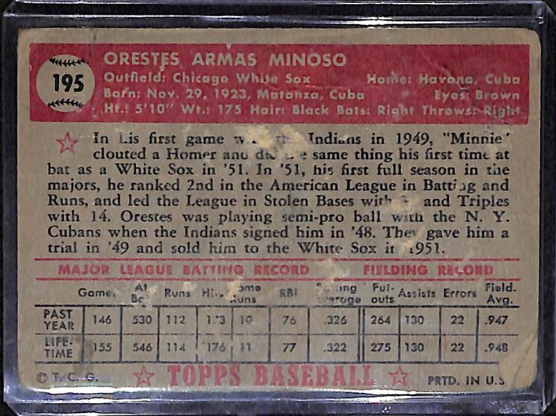 Minnie Minoso Signed 1952 Topps Baseball Rookie Card