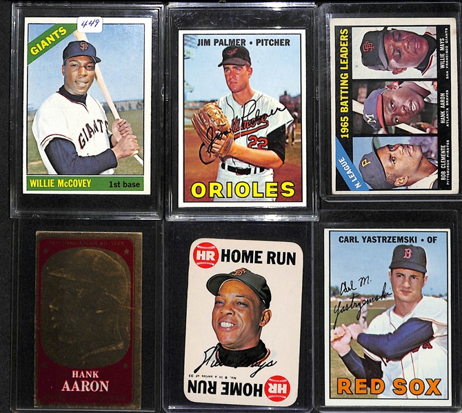 Lot of 6 Topps Baseball Cards from 1965-1968 w. Mays