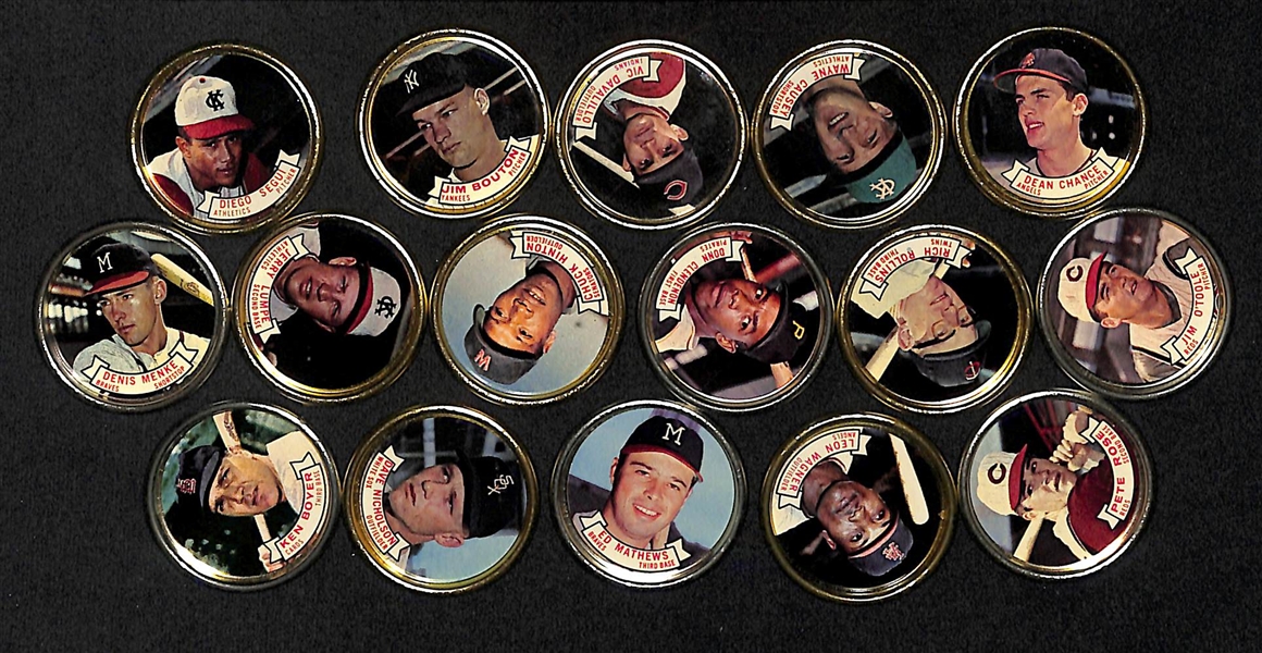 Assortment Of 100 - 1964 Topps Baseball Coins w. Clemente x2