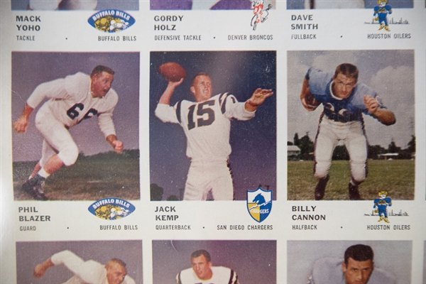 1961 Fleer Football Uncut Card Sheet Of 132 Cards w. 2 Jim Otto