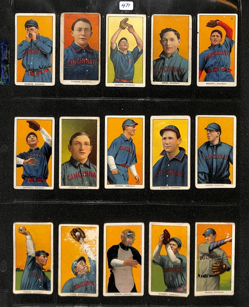 Lot of 15 T206 Cinncinati Reds (14) & Pittsburgh Pirates (1) w. Miller Huggins (2 Different Versions!)
