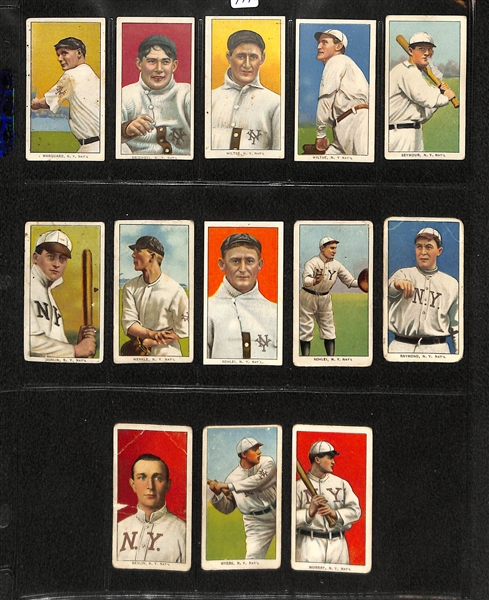 Lot Of 13 T206 New York Giants Cards w. Rube Marquard (Follow Through)