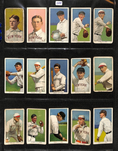 Lot Of 15 T206 New York Yankees Cards w. Chase & Chesbro