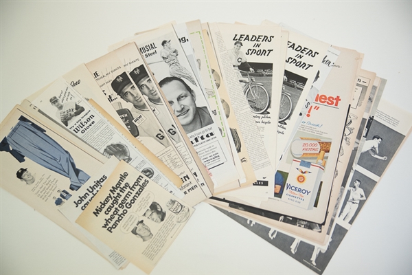 Large Lot of 1950s-1960 Mixed Sports Newspaper Advertisements w. Mantle