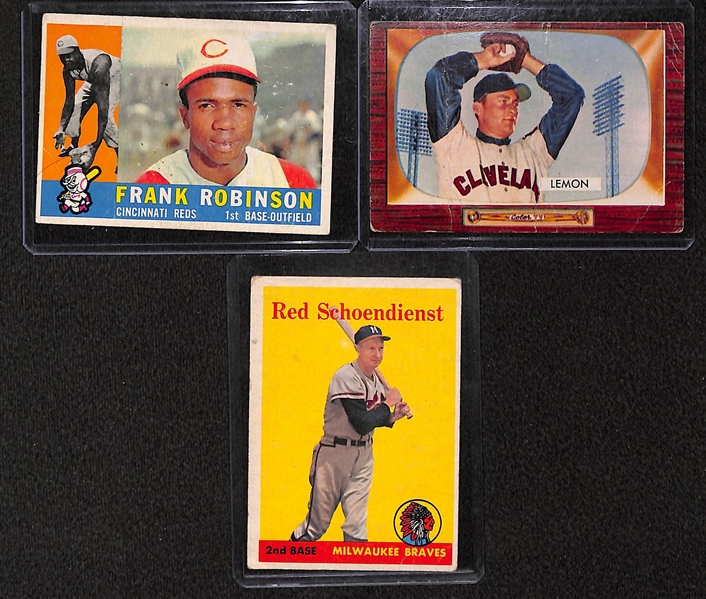 Lot Of 80 1954-2011 Assorted Baseball Cards w. 1960 Frank Robinson, Rosen, Lemon, Robers, Schoendienst, More
