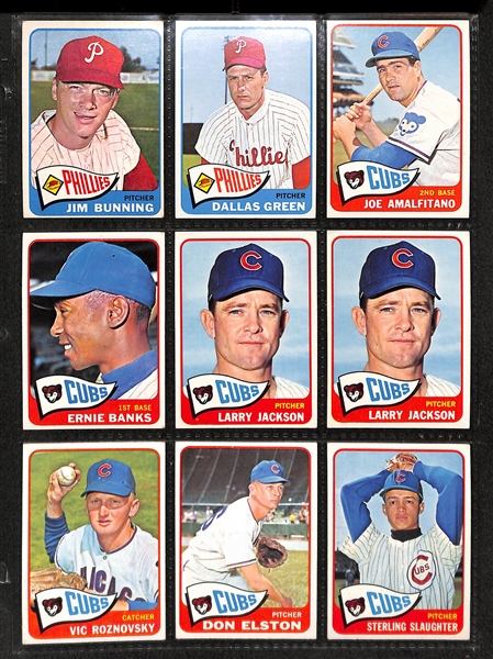 Lot Of 230 Assorted 1965 Topps Baseball Cards w. Koufax, Banks, Berra, Yaz, Bunning