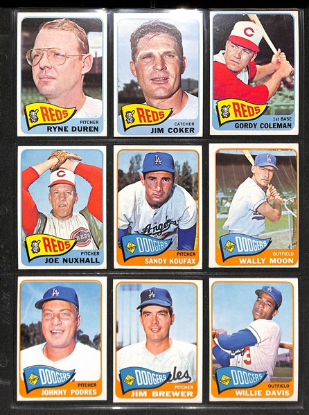 Lot Of 230 Assorted 1965 Topps Baseball Cards w. Koufax, Banks, Berra, Yaz, Bunning