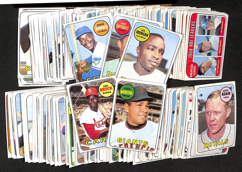 Lot Of 282 1969 Topps Baseball Cards w. Banks, Drysdale, Brock, Marichal, Morgan