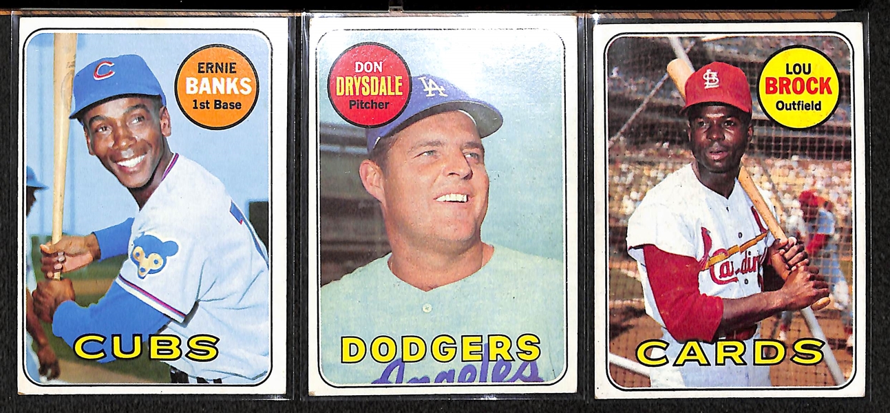 Lot Of 282 1969 Topps Baseball Cards w. Banks, Drysdale, Brock, Marichal, Morgan