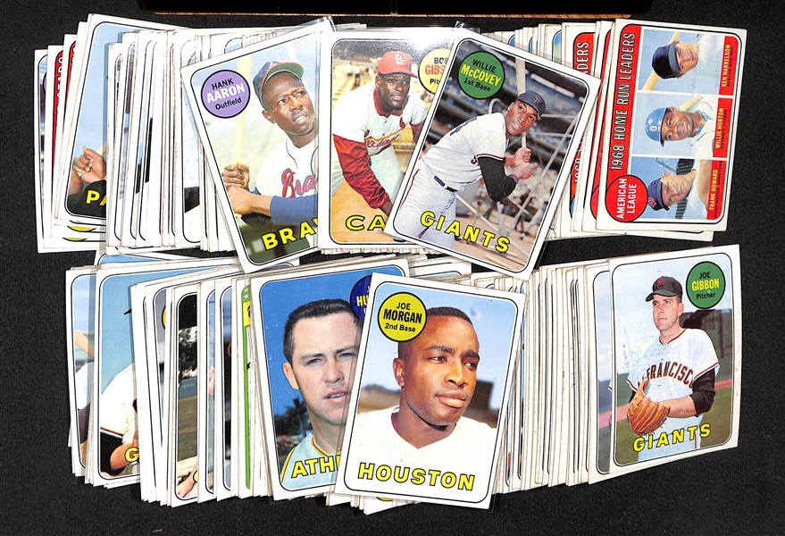 Lot Of 281 1969 Topps Baseball Cards w. Aaron, Gibson, McCovey, Morgan, Hunter