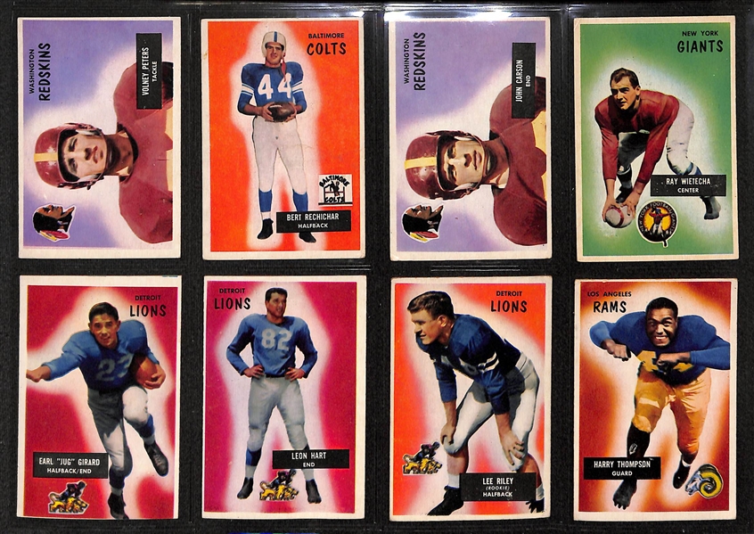 Lot Of 56 1955 Bowman Football Cards w. Pete Pihos, Hart, Christiansen, Younger, Fears, Perry