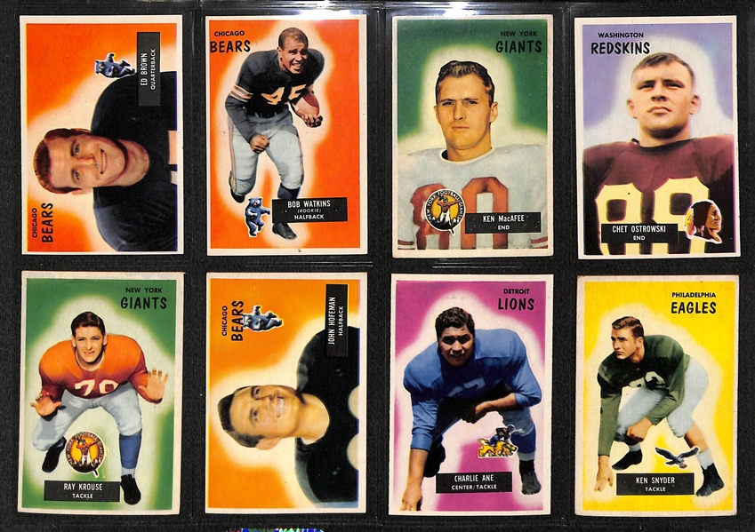 Lot Of 56 1955 Bowman Football Cards w. Pete Pihos, Hart, Christiansen, Younger, Fears, Perry