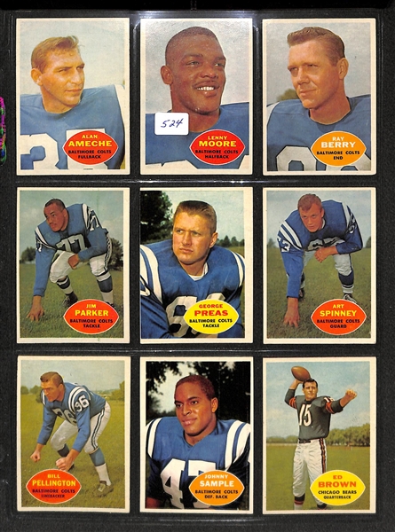 Lot Of 98 1960 Topps Football Cards w. Lenny Moore, Berry, Schmidt, Ringo, Matson, Retzlaff, Perry, McElhenny