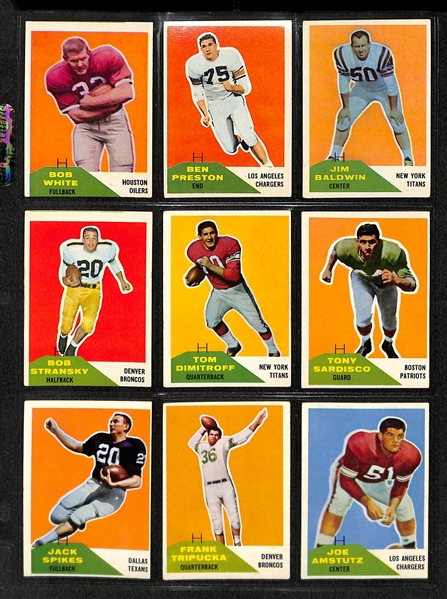 Lot Of 114 Football Cards From 1957-1962 w. Bobby Lane, Tripucca, Pellington, Marchetti, Mason
