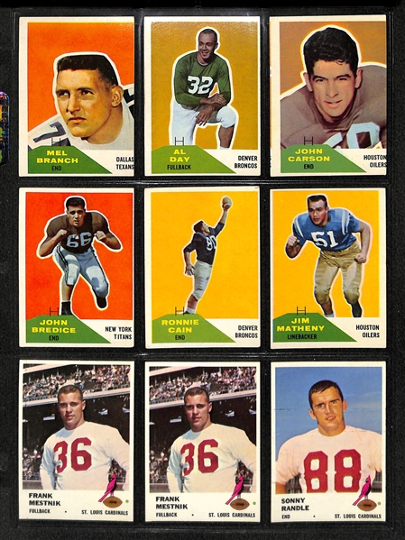 Lot Of 114 Football Cards From 1957-1962 w. Bobby Lane, Tripucca, Pellington, Marchetti, Mason