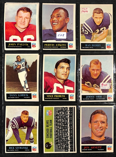 Lot Of 300+ 1965-1967 Philadelphia Football Cards w. Johnny Unitas, Green, Nitschke, Jahpitts, Jones, Starr, Berry, Tarkenton