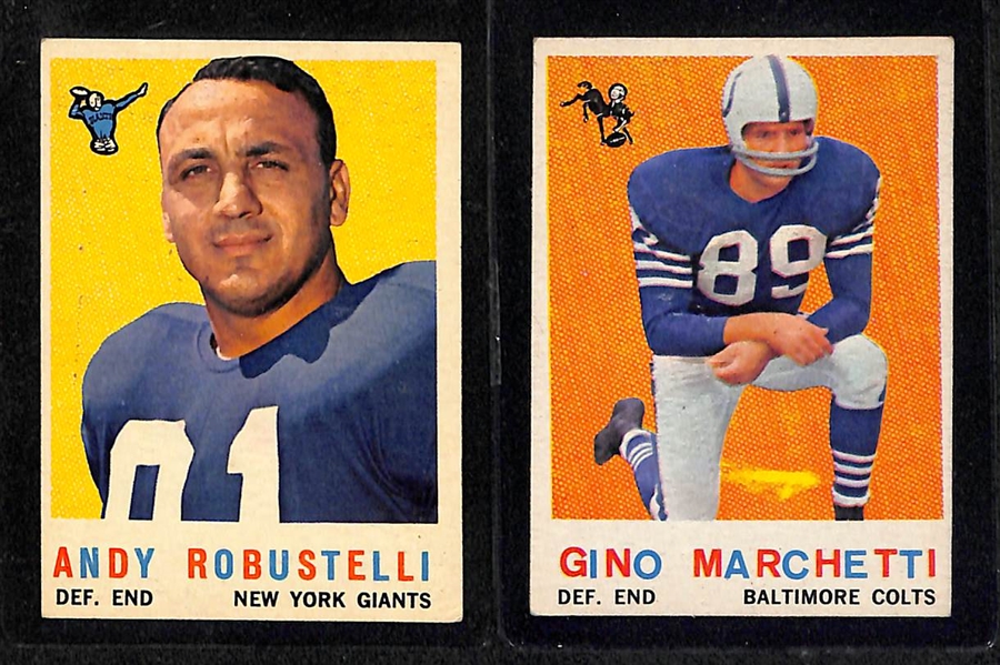 Lot Of 155 Assorted 1959 Topps Football Cards w. Geno Marchetti, Matson, Henry, Robustelli