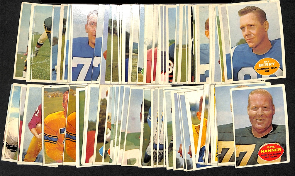 Lot Of 98 Assorted 1960 Topps Football Cards w. Ray Berry, Moore, Robustelli, Matson
