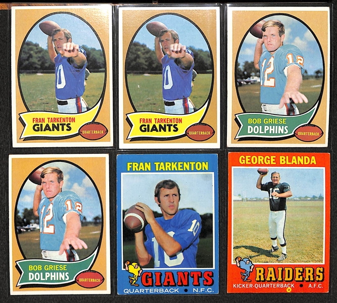 Lot Of 361 Assorted 1970-72 Topps Football Cards w. Griese, Tarkenton, Blanda, Unitas, Butkus, Simpson